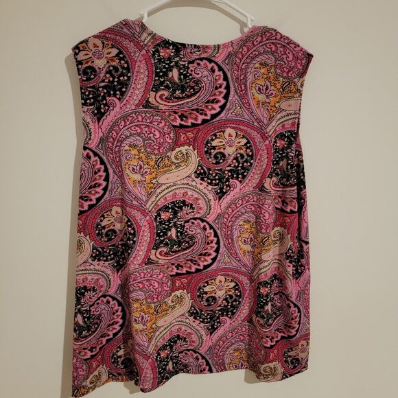 Y2K Impressions Top Size 1X Colorful Slinky Sleeveless Blouse Paisley Abstract - Picture 2 of 6